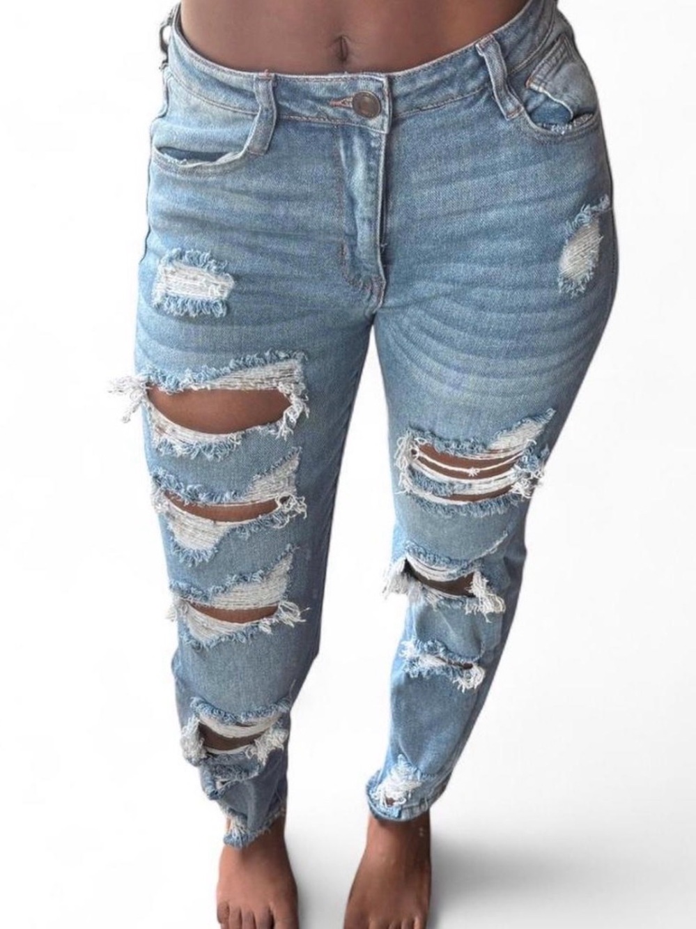 Rue21 Light Blue Distressed Boyfriend Jeans